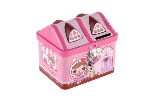 Pokladnička domeček plechová se zámkem 12x11cm