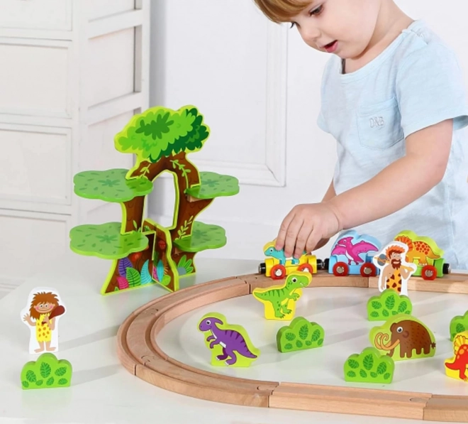 Dřevěná magnetická mašinka dinosauři