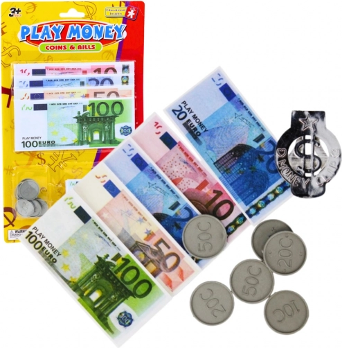 Sada hraček peníze Euro bankovky a mince