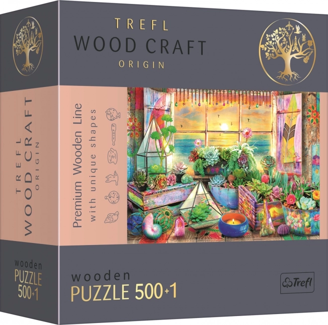 Skládací puzzle TREFL Wood Craft Origin Plážový domek 501 dílků
