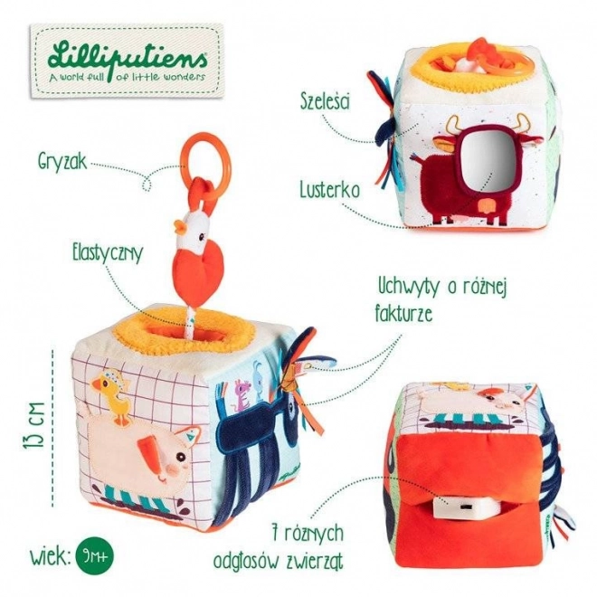 Lilliputiens - textilní kostka s aktivitami a překvapením - Farma