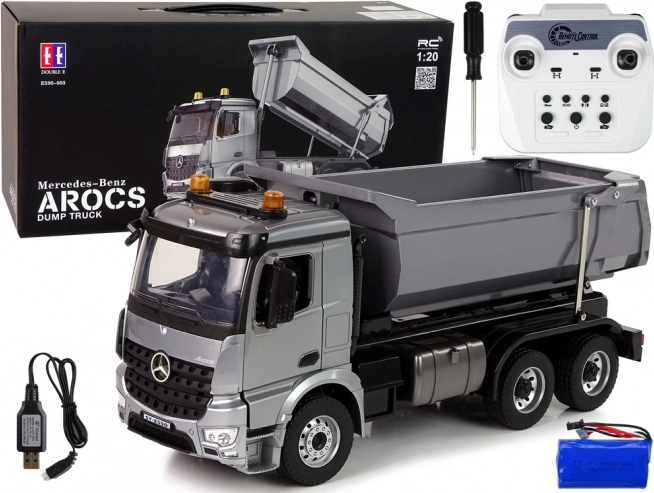 Kovová RC sklápěčka MERCEDES-BENZ Arocs s ovládáním přes aplikaci 1:20