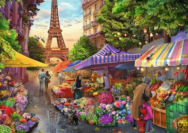 Puzzle TREFL Premium Plus Tea Time Květinový trh 1000 dílků