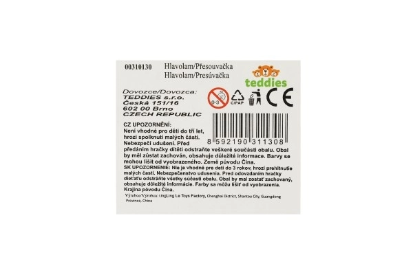 Přesouvačka hlavolam zvířátko plast 12,5x11cm 4 barvy  na kartě