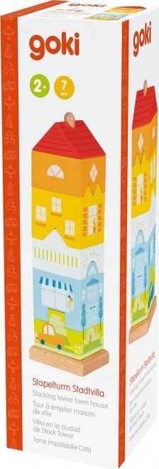 Barevné puzzle městský dům-věž