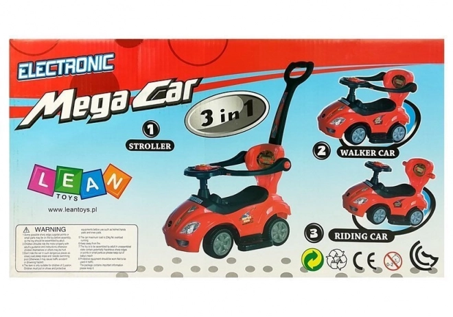 Mega Car 3v1 Push Ride Pink