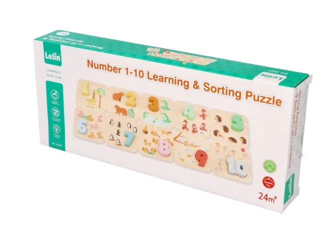 Dřevěné puzzle se zvířátky - učení počítání