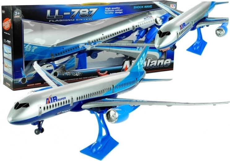 Modrý model letadla se stojánkem 69 cm AIR SUPER 787