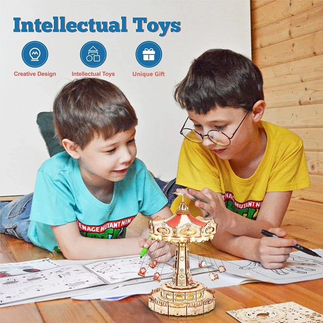 RoboTime 3D skládačka hrací skříňky - Řetízkový kolotoč barevný