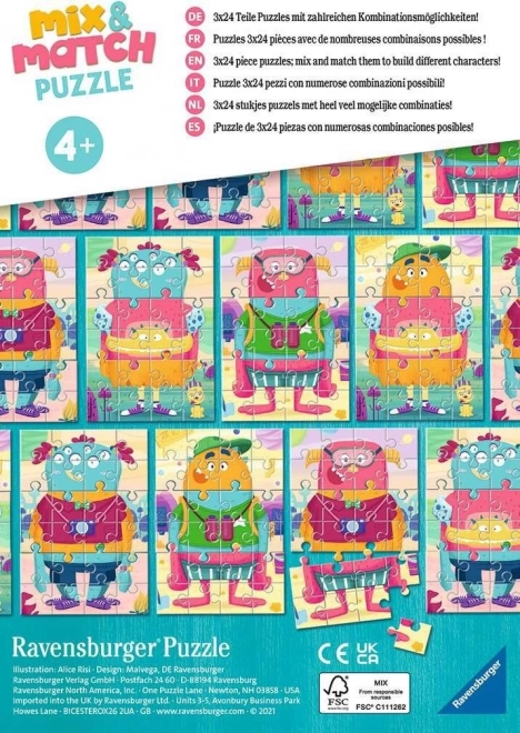 Ravensburger Puzzle Mix & Match: Legrační příšery 3x24 dílků