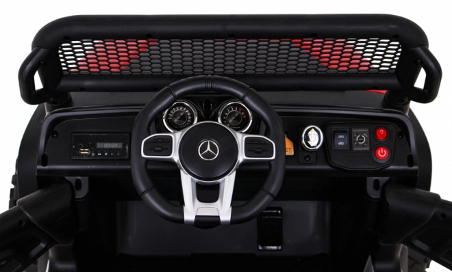 Mercedes Benz Unimog pro děti Červený + 4x4 + dálkové ovládání + nosič zavazadel + pomalý start + MP3 LED