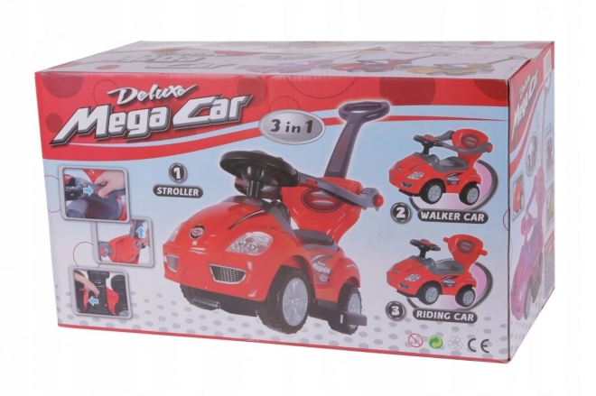 Odrážedlo 3v1 DELUXE s madlem a hudebním panelem - červené