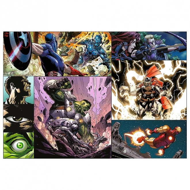 Puzzle 4x250 prvků Hrdinské dny Avengers