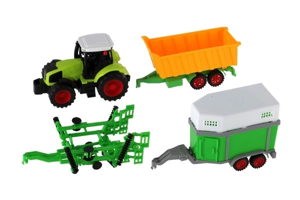 Dětský traktor s třemi vleky