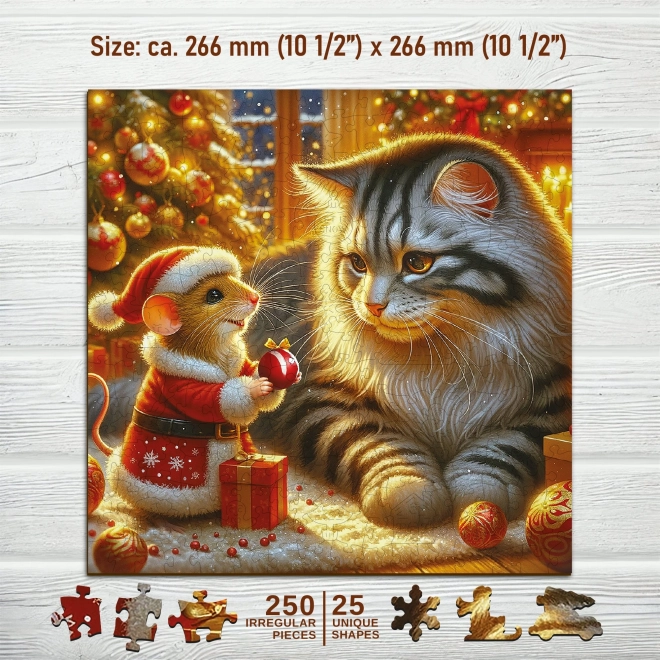 Dřevěné puzzle Kočka a myš 250 dílků