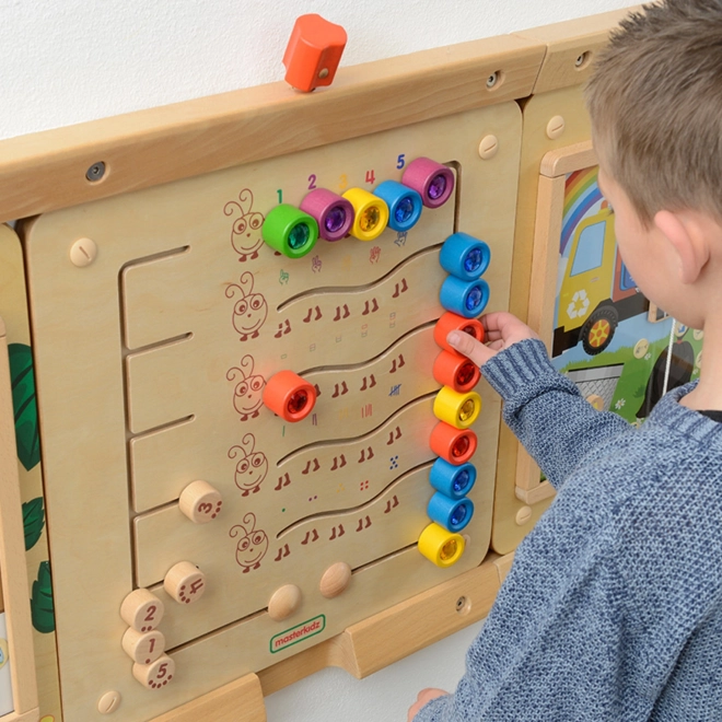 Kolorové housenky pro nauku čísel a množství - nástěnná vzdělávací tabule Montessori