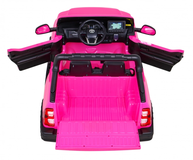 Toyota Hilux na baterie pro děti Růžová + pohon 4x4 + dálkové ovládání + 2 místa k sezení + rádio MP3 + LED