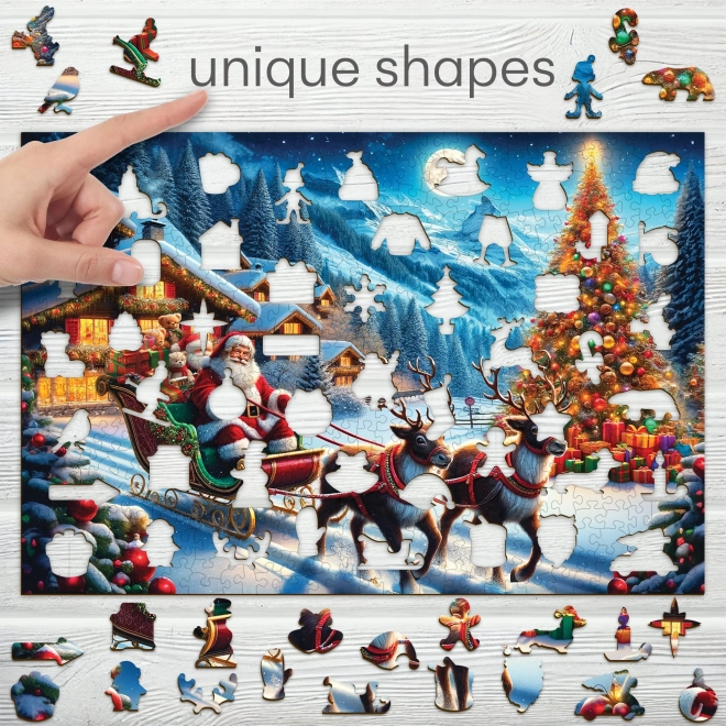 Dřevěné puzzle Santovy sáně 505 dílků