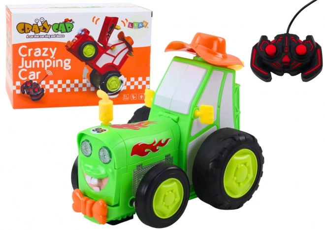 Zelený skákající traktor na dálkové ovládání