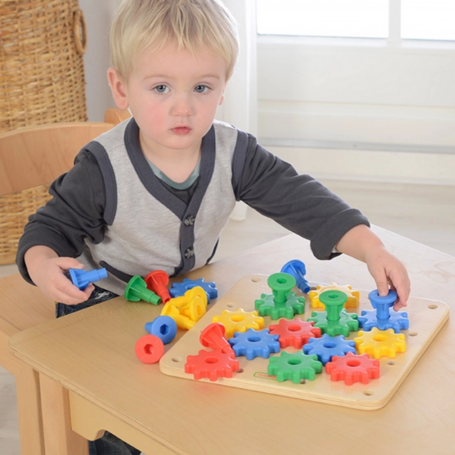 Stavebnice s ozubenými koly MASTERKIDZ Montessori deska