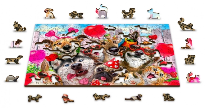 Dřevěné puzzle Čas na párty