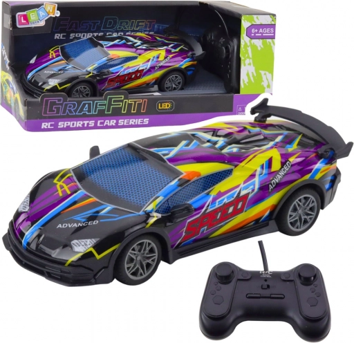 Sportovní zdaleka ovládané auto s LED světly fialové 1:22