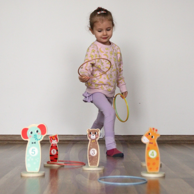 Dřevěná hra zručnosti Tooky Toy - hod na cíl zvířátka