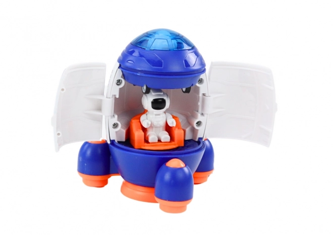 Malá kosmická raketa s figurkou a vozidlem
