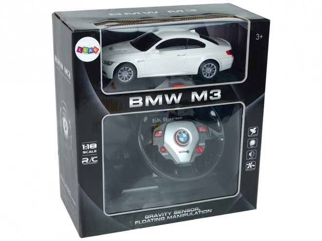 BMW M3 Dálkově ovládané auto bílé 2,4 G Volant na dálkové ovládání 1:18 Zvuková světla