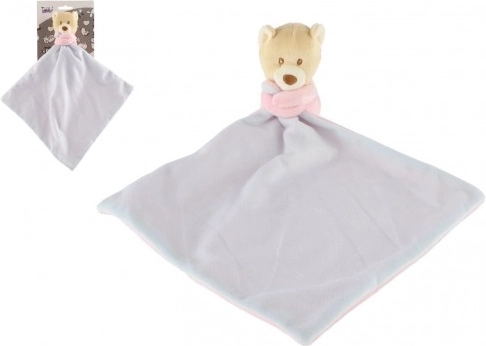 Mazlící dečka s medvídkem Miluś 25 cm, růžovo‑modrá