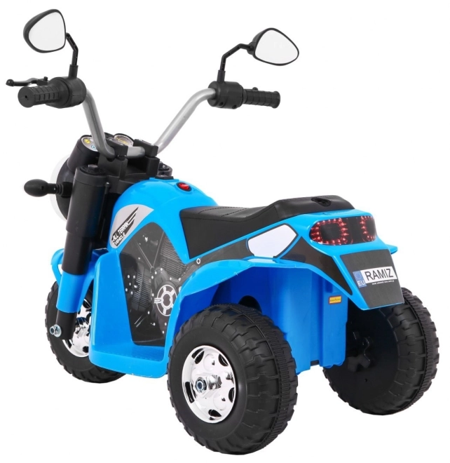 Dětské kolo MiniBike na baterie + zvuky + LED světla + eko kůže – Modré
