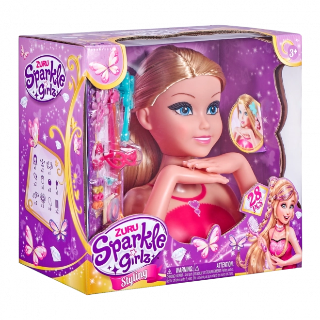 Česací hlava Sparkle Girlz s doplňky