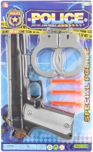 policejní sada s pistolí a pouty pro děti