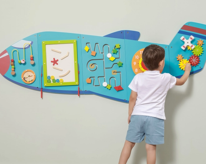 Dřevěná nástěnná senzorická tabule Letadlo VIGA Montessori