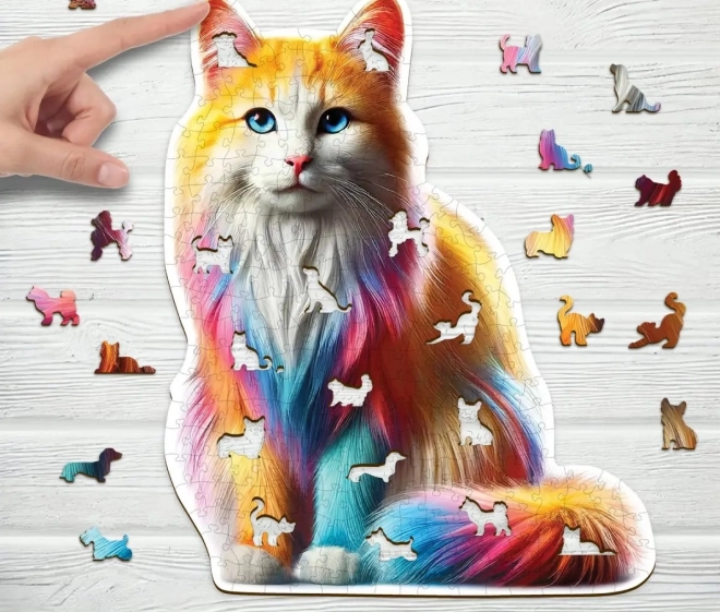 Dřevěné puzzle Duhová kočka 250 dílků