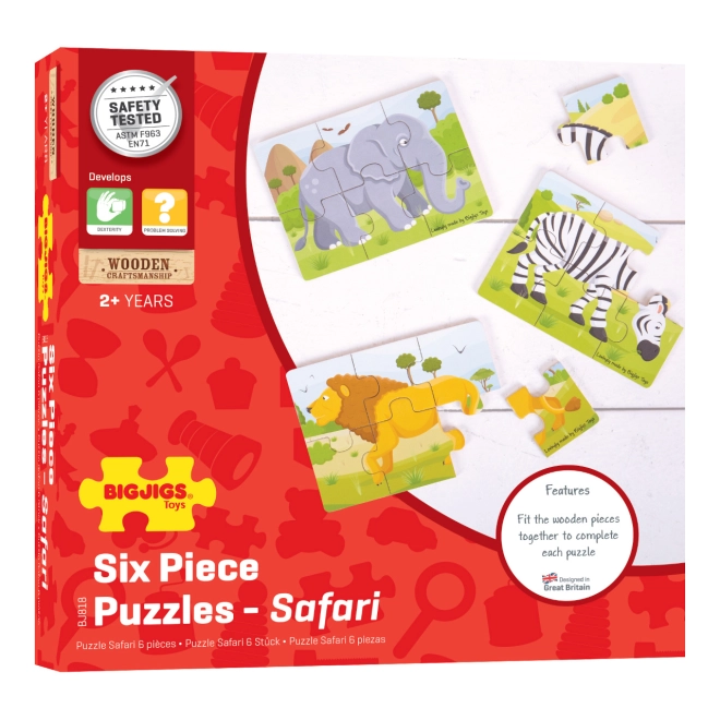 Tři samostatné puzzle se zvířátky Safari