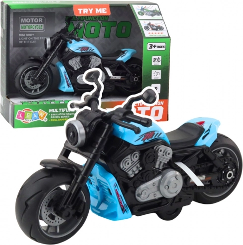 Modrý dětský motocykl s LED světly a zvuky