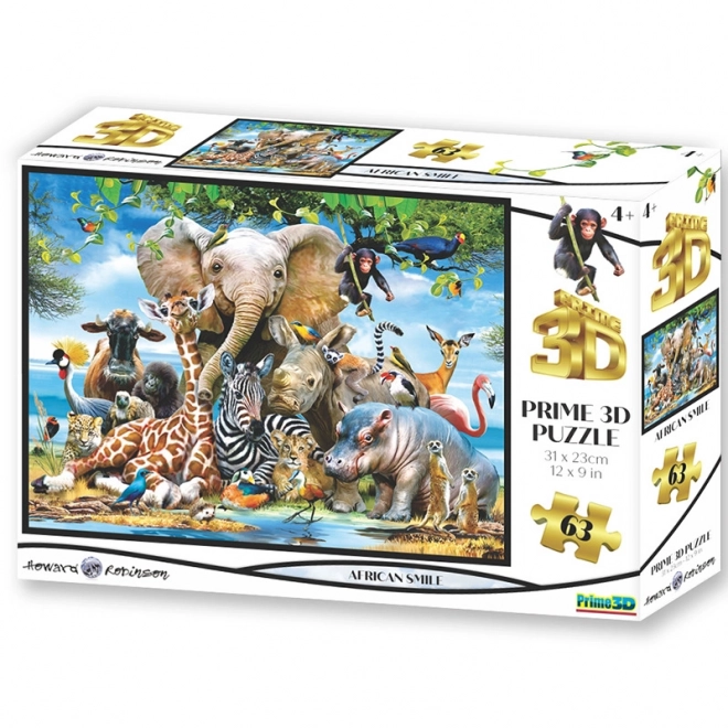 Puzzle Africký úsměv 3D 63 dílků