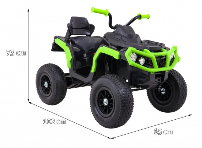 Dětská čtyřkolka ATV Air battery quad Black-Green + nafukovací kola + rádio MP3 + pomalý start