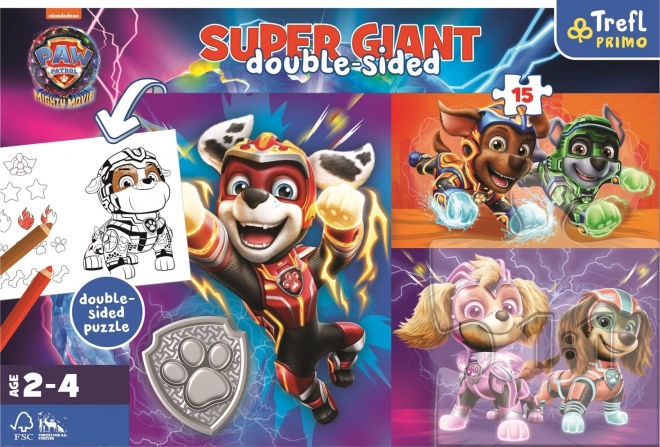 Puzzle GIANT oboustranné Skvělý tým Tlapkové patroly/Paw patrol 15 dílků v krab. 40x27cm 24m+