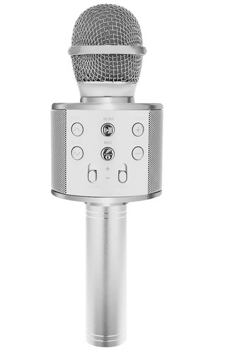 Bezdrátový karaoke mikrofon s reproduktorem – Stříbrná