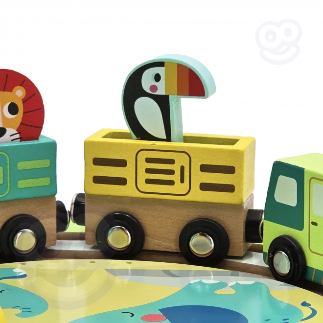 Dřevěná vláčková dráha ZOO s magnetickými vagónky od Tooky Toy