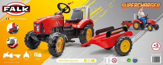 Traktor na pedály Red Supercharger s přívěsem