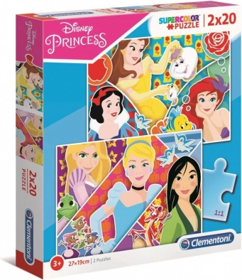 puzzle 2×20 dílků super color – princezny