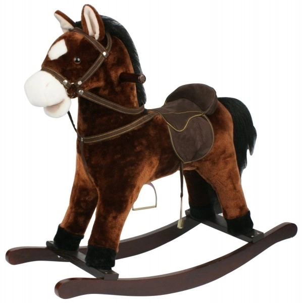 Kůň houpací hnědý plyš výška 71cm nosnost 50kg v krabici 62x56x19cm – Tmavě hnědý