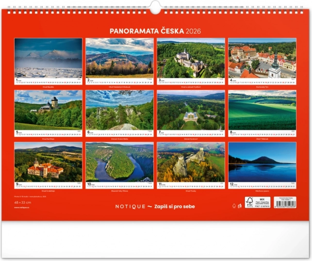Nástěnný kalendář Panoramata Česka 2026