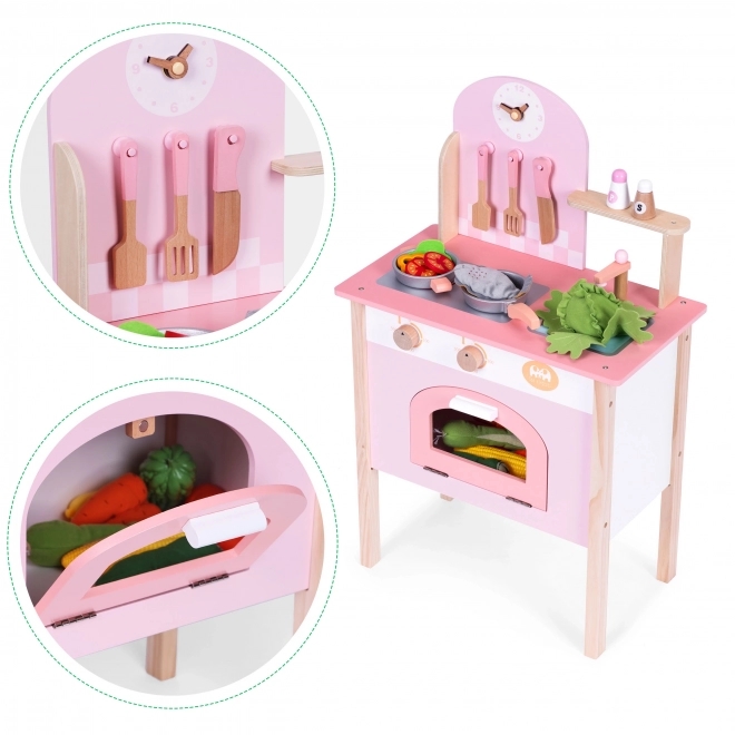 Dětská kuchyňka růžová s 8 doplňky ECOTOYS
