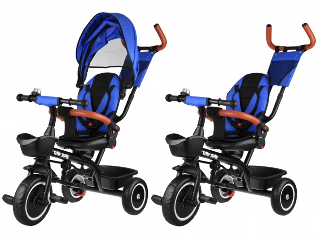 Dětská tříkolka Tiny Bike 3v1 s otočnou sedačkou a stříškou – Modrá