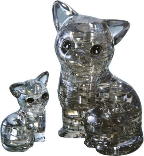 3D krystalové puzzle Kočka s koťátkem 49 dílků