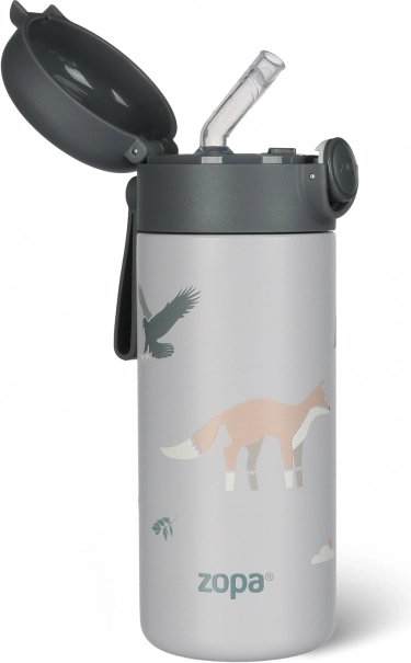 dětská termo láhev s brčkem a silikonovým držákem 350 ml mountains